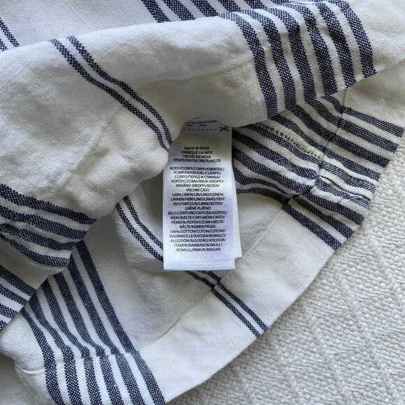 Polo Ralph Lauren Women's Linen Shorts Cream Navy Stripe High Rise Tailored 8 - Picture 10 of 10